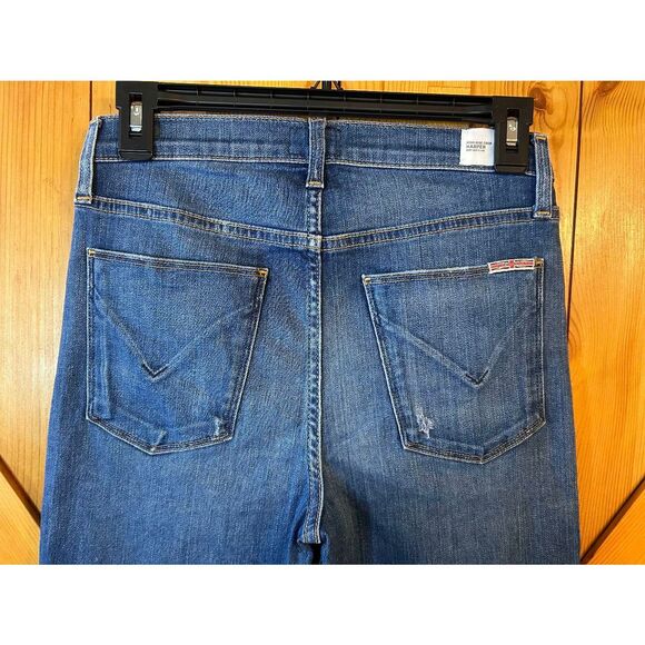 Hudson Harper High Rise Crop Flare Medium Wash Jeans Distressed Size 27 (8814) - Picture 7 of 8